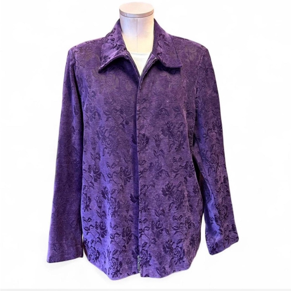 TanJay Purple Tapestry Floral Zip Jacket